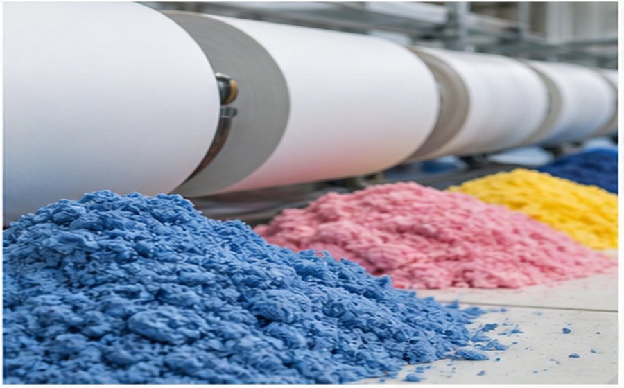 Paper dyes for papermaking pulp and paper roll coloring